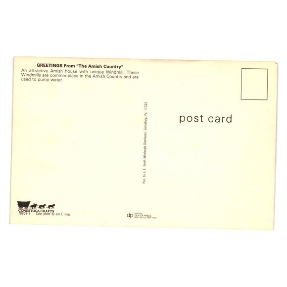 Greetings From The Amish Country Postcard Featuring Windmill Flower Garden PA - Picture 2 of 2